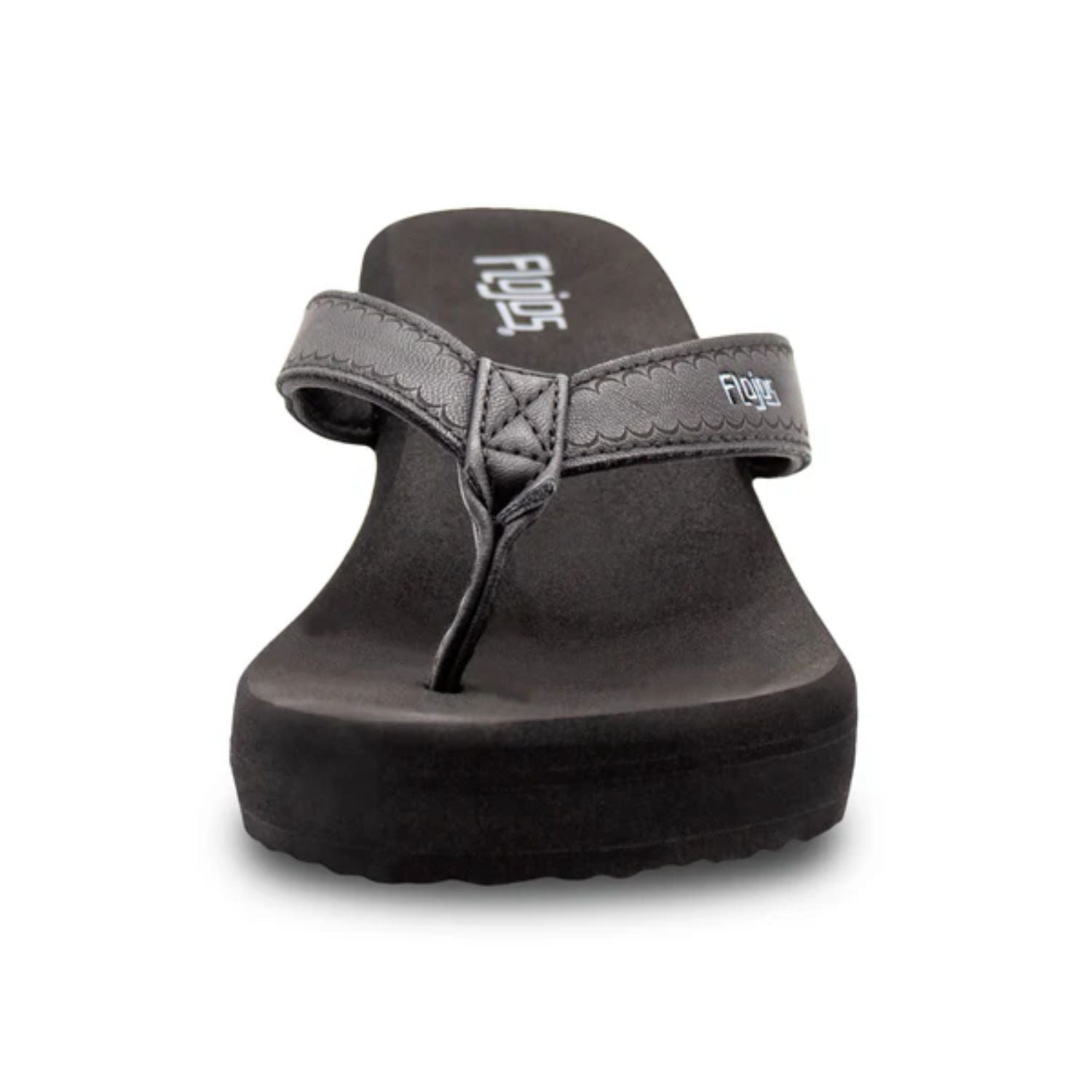 Flojos Womens Olivia Vintage Wedge Heel Thong Sandal, Black