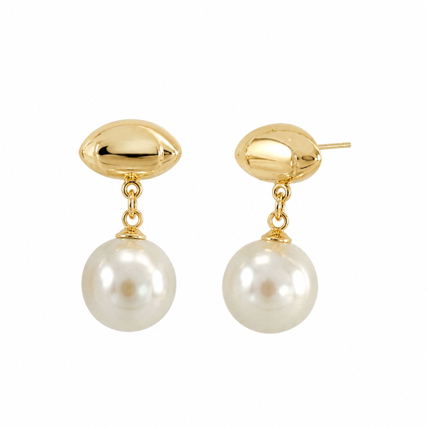 Jane Marie 18k Gold Plated Football Post Earring with Pearl