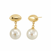 Jane Marie 18k Gold Plated Football Post Earring with Pearl