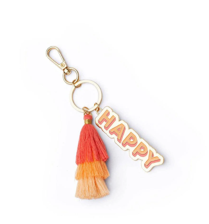 Olivia Moss Brightside Keychain, Playful Phrase and Colorful Tiered Tassel Charm