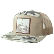 Ariat Mens Boot Stitch Patch Adjustable Snapback Cap Hat, Tan/Camo