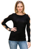 Vocal Womens Rhinestone Cross Strap Long Sleeve Top