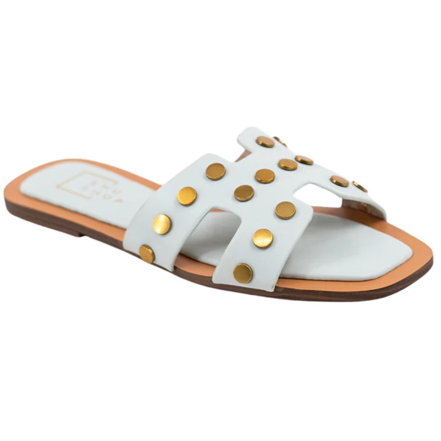 Shu Shop Womens Donatella Studded Slide Sandals, Mint