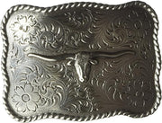 Nocona Mens Rectangle Scalop Steer Belt Buckle