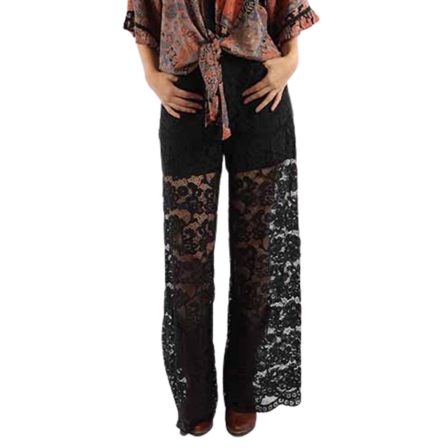 Scully Honey Creek Women's Lace Flare Pants, Black