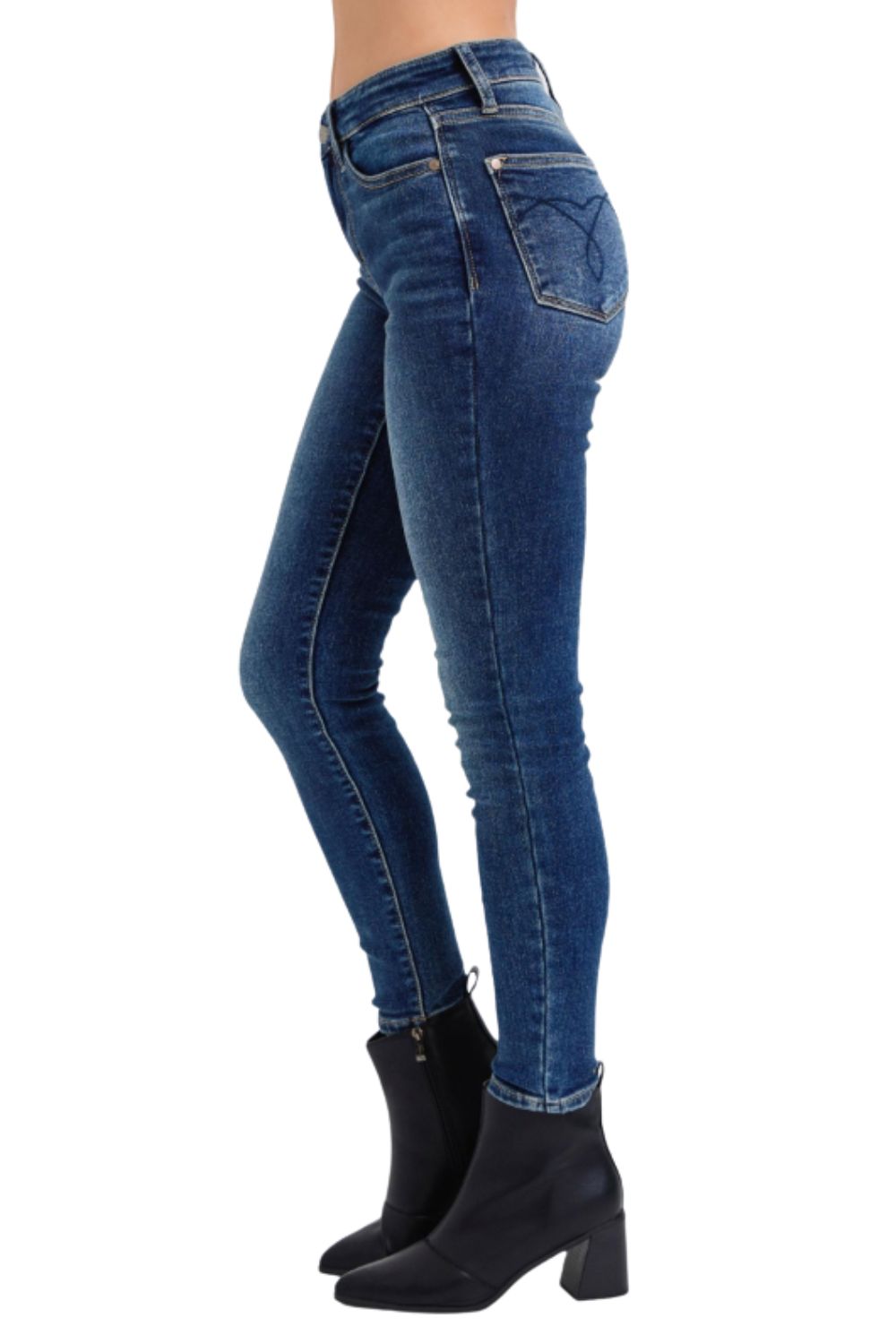 Judy Blue Womens Mid Rise Thermal Denim Skinny Jeans