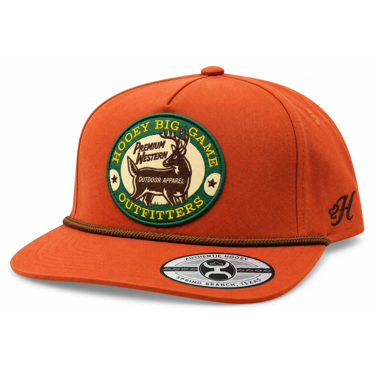 Hooey Men's Big Game Outfitters Deer Rope Snapback Hat, Burnt Orange