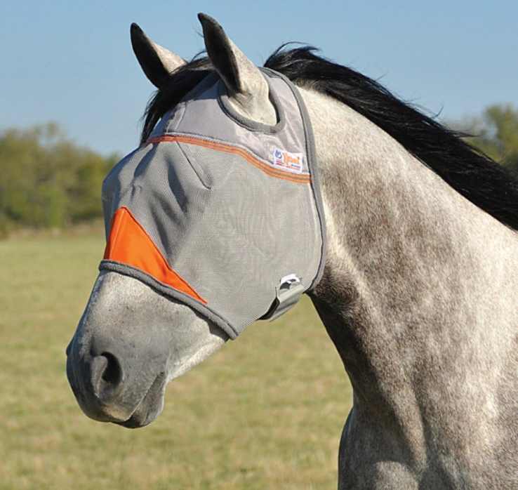 Cashel Crusader Horse Fly Mask, Standard No Ears Supports Animal Rescue, Orange