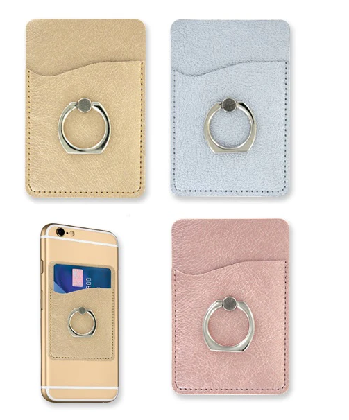 Metallic Ring Cling Cell Phone Stand and Credit Card holder, Adhesive Backing