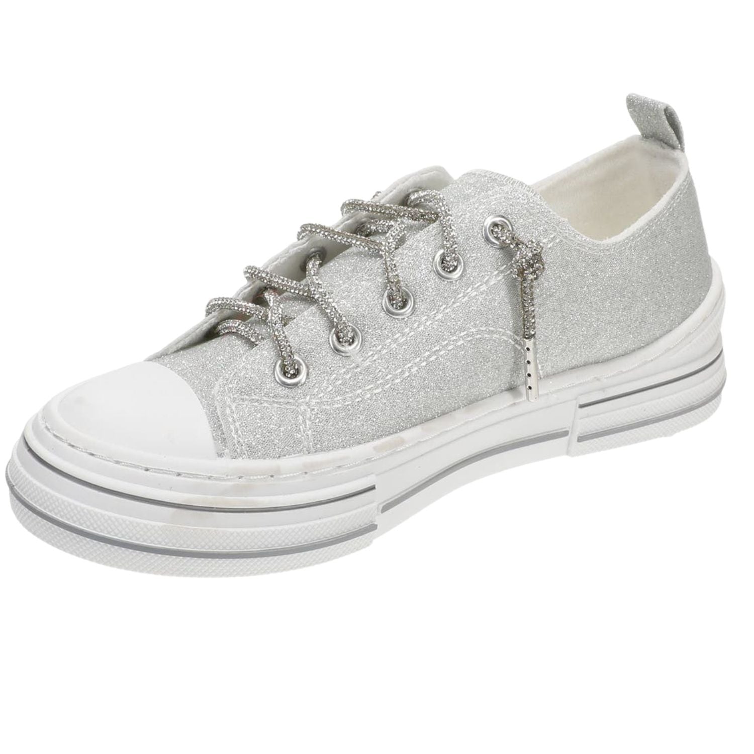 Very G Womens Aman Glitter 2 Lace Up Canvas Sneaker