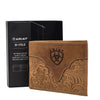 Ariat Mens Floral Embossed Leather Bifold Western Wallet