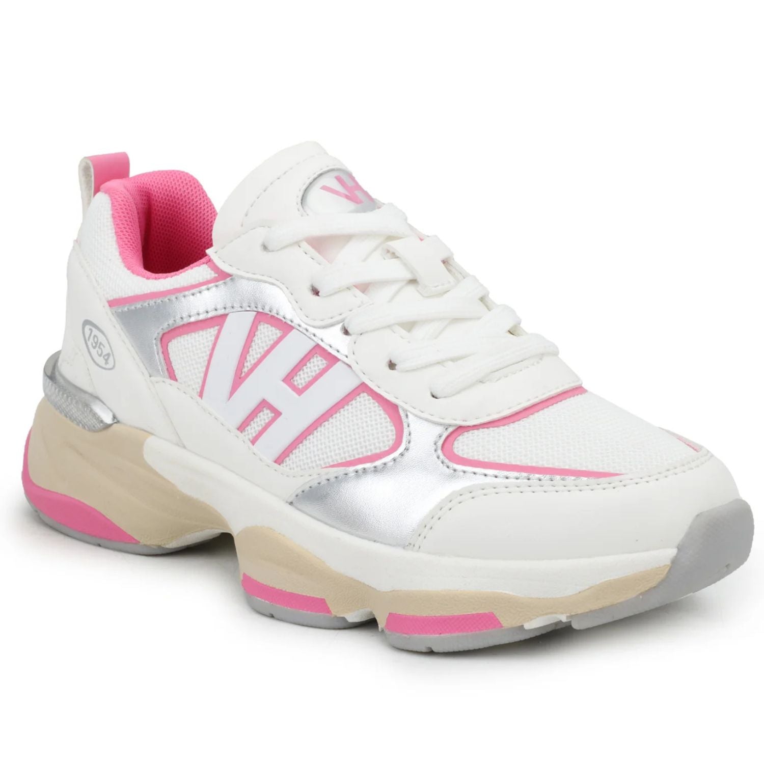 Vintage Havana Womens Dash 6 Sneakers, White/Silver/Pink