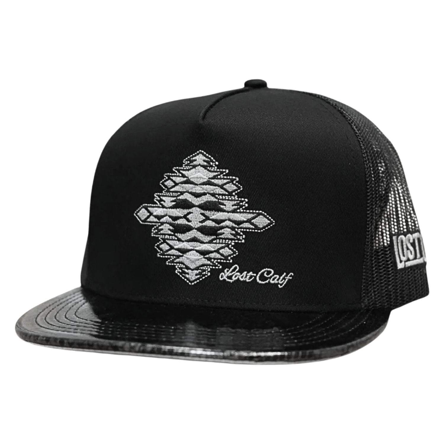 Lost Calf Mens Gem Reptile Flat Adjustable Snapback Cap Hat