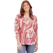 Dear Scarlett Womens Knit V-Neck 3/4 Sleeve Tunic Top, Mocha Pink
