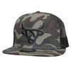 Lost Calf Mens Flat Black Camo Adjustable Snapback Cap Hat