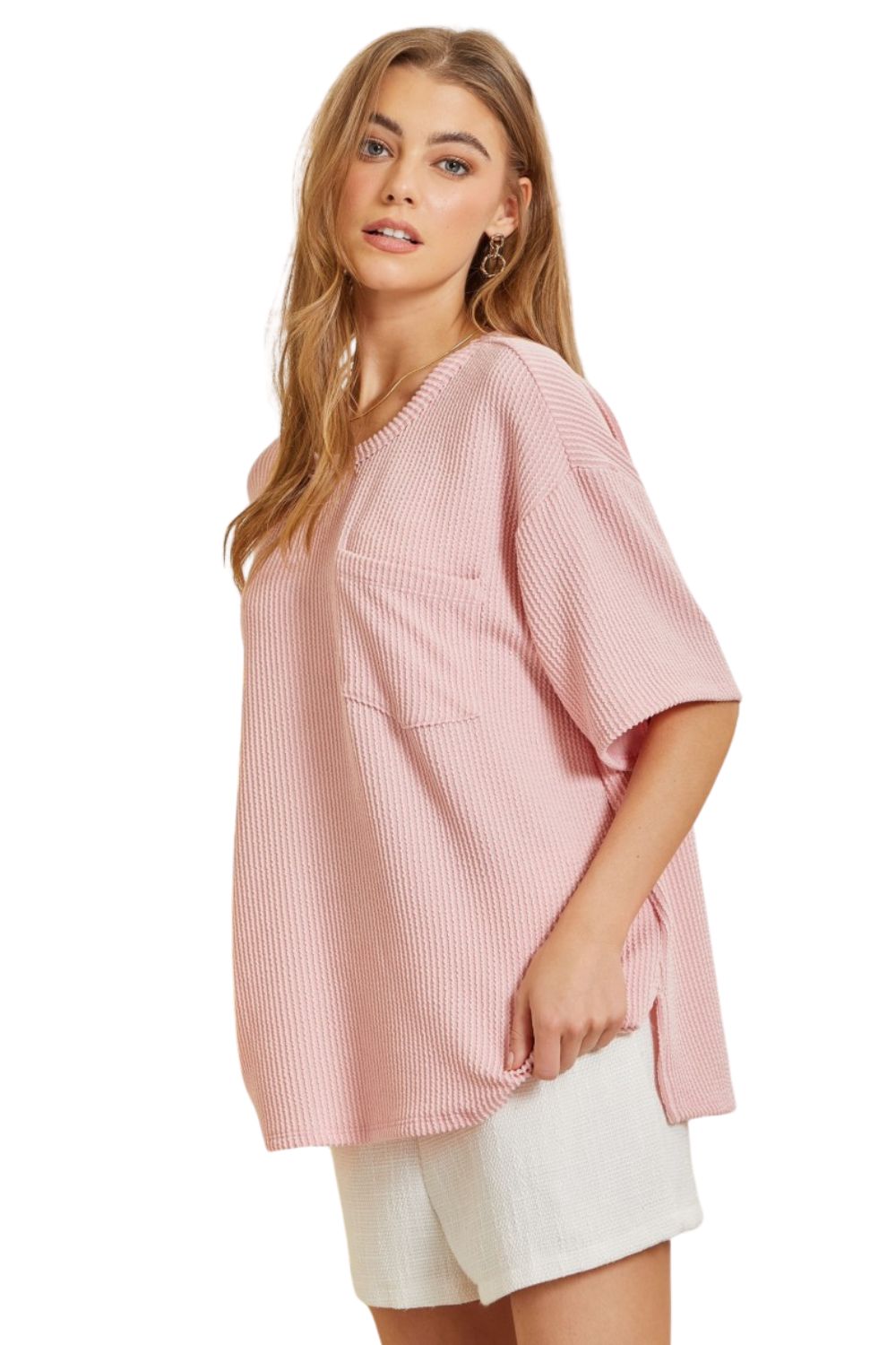 Andree by Unit Womens Loose Fit Ribbed Tunic Top