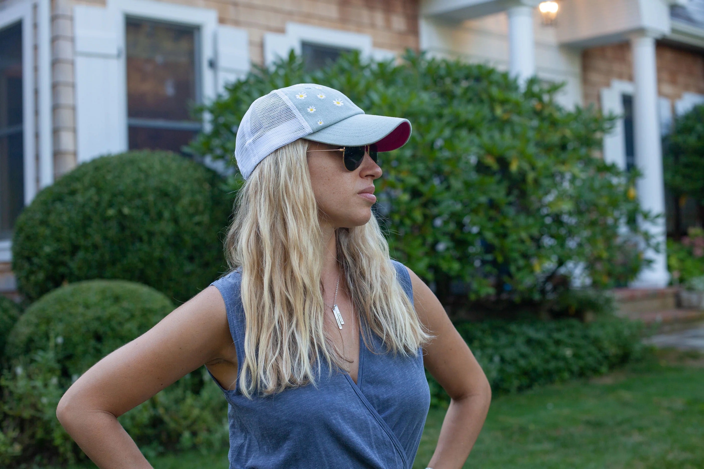 Shady Lady Denim Daisy Lady Trucker Snapback Hat