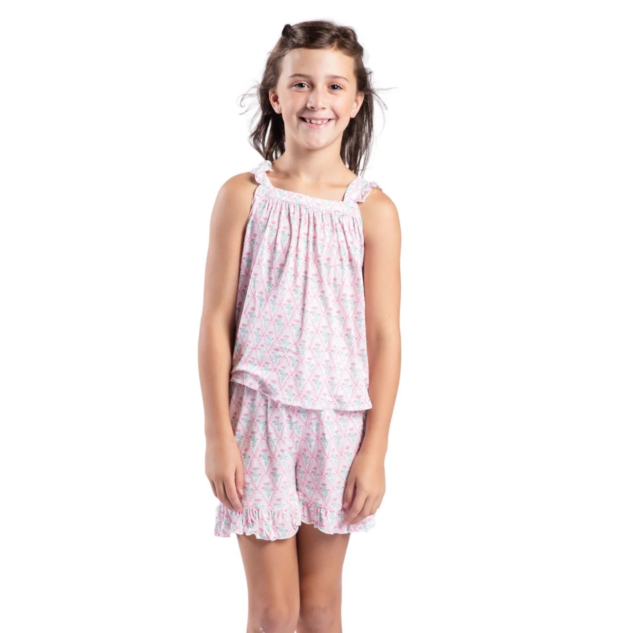 Jane Marie Girls Rosey Lane Bamboo Jersey Tank and Shorts Pajama Set