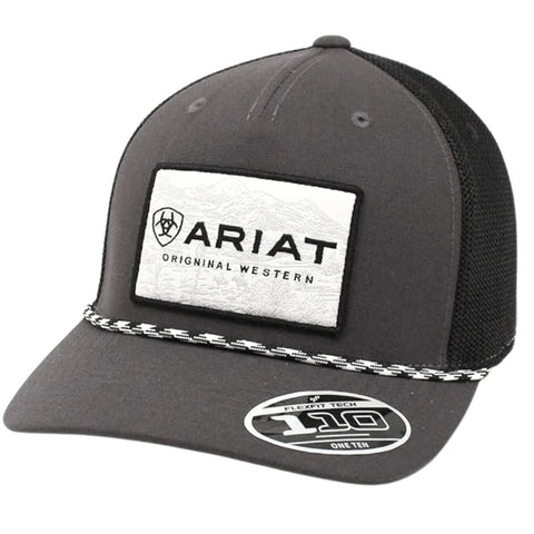 Ariat Mens Richardson 112 Southwestern Logo Snapback Cap Hat (Black/White)