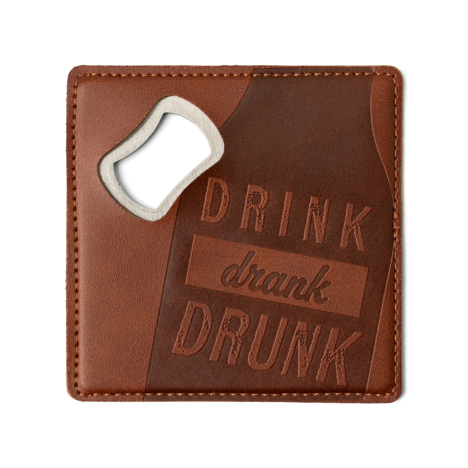 Brodeo Drive Embossed Vegan Leather Bottle Opener and Coaster