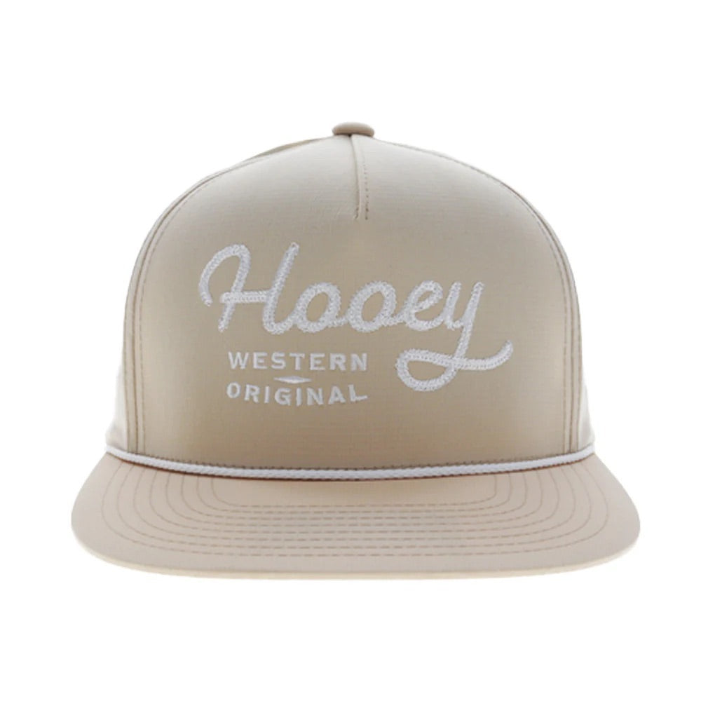 Hooey Mens OG Logo Adjustable Snapback Cap Hat- Tan and White