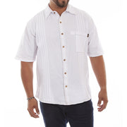 Scully Men's Traveler 100% Cotton Short Sleeve Button Front Shirt, White