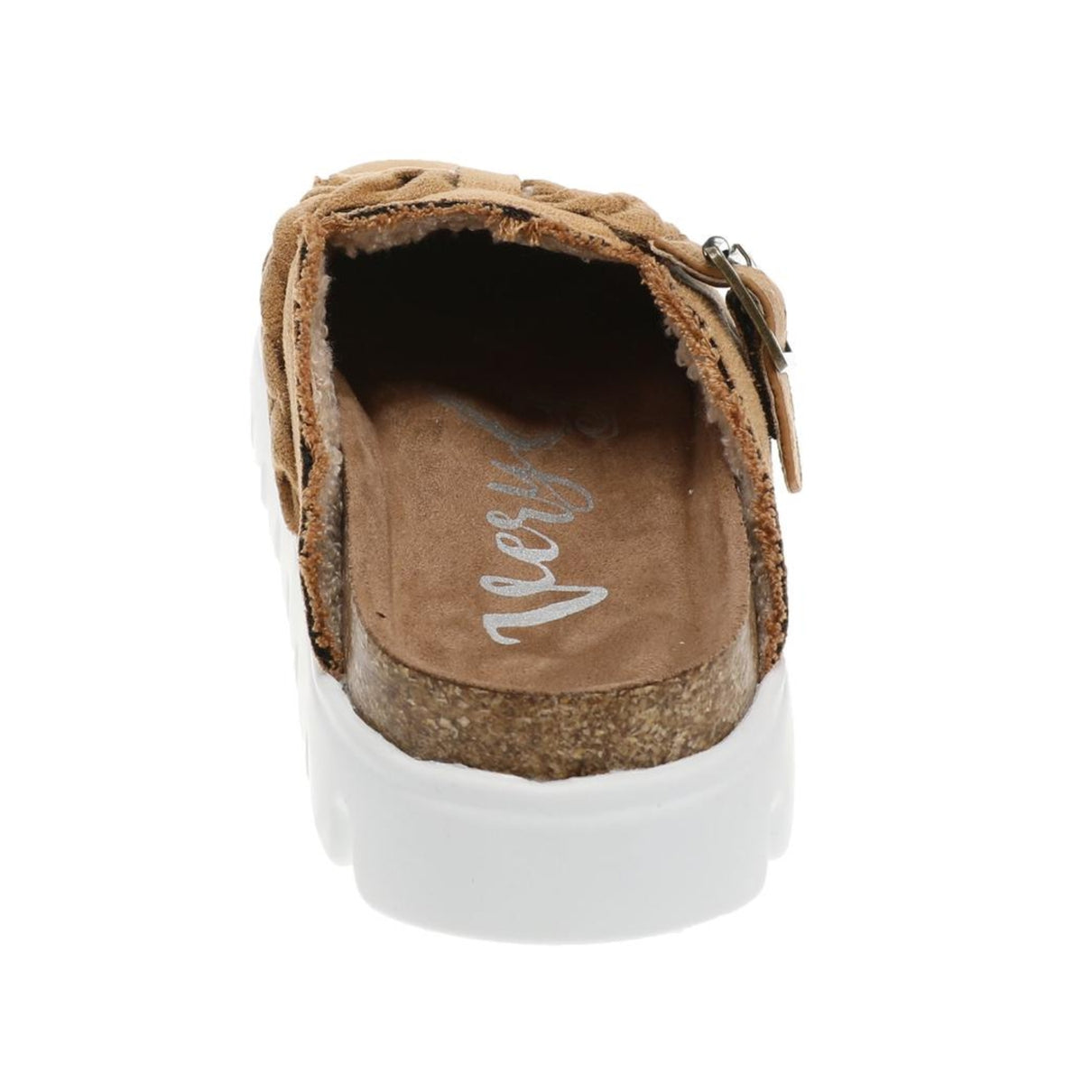Very G Women's Cali Faux Suede Braided Buckle Platform Mules, Sand