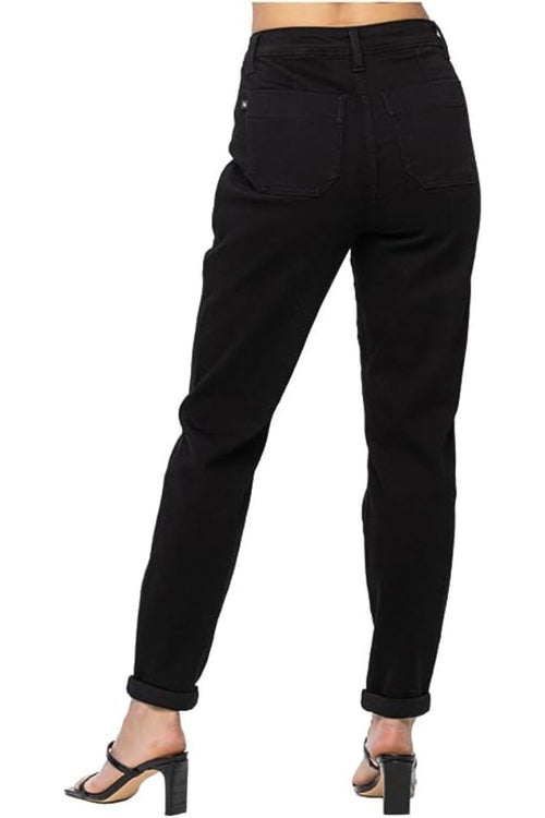 Judy Blue Womens High Waist Double Roll Cuff Jogger Jeans