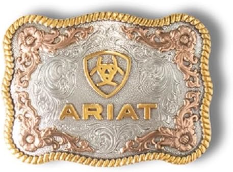 Ariat Mens Rectangle Rope Edge Floral Belt Buckle