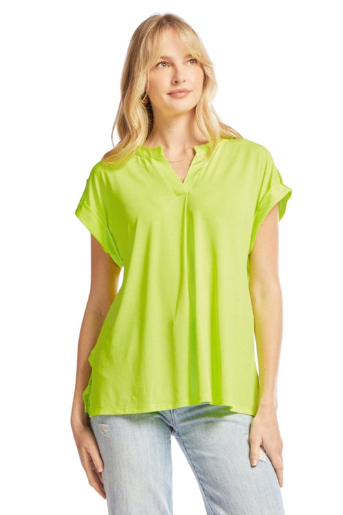 Dear Scarlett Womens Lizzy Short Sleeve Relaxed Flowy Blouse