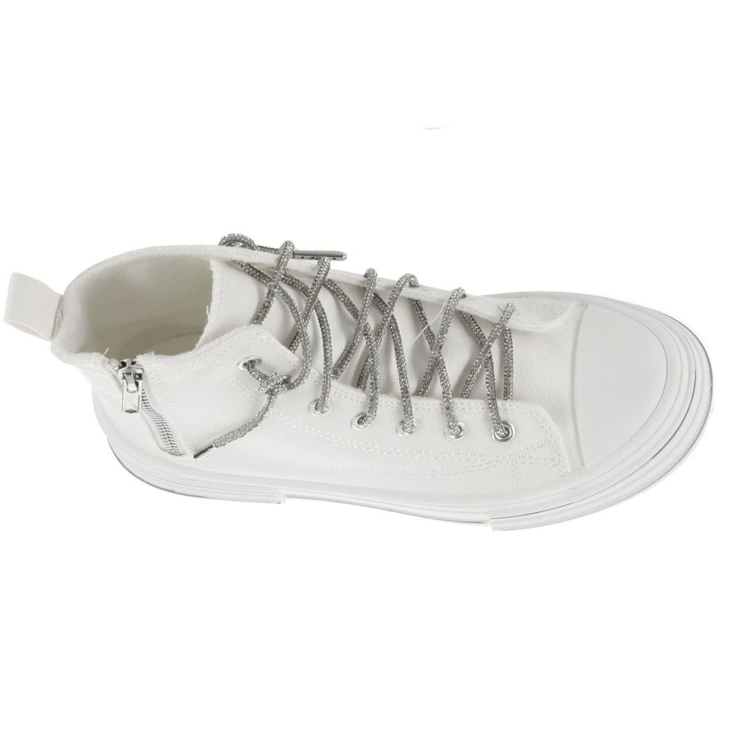 Very G Womens Cora Bling Lace High Top Sneaker, White