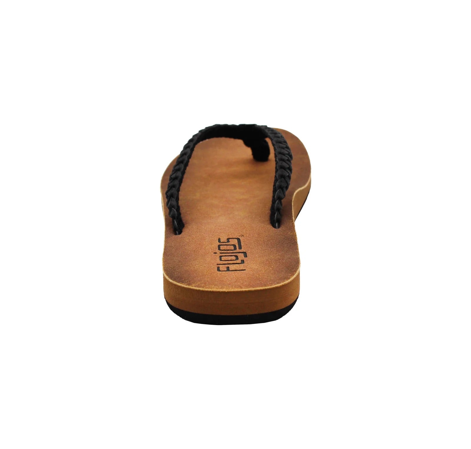 Flojos Womens Sky Slip On Arch Support Flip Flop Thong Sandals- Black/Tan