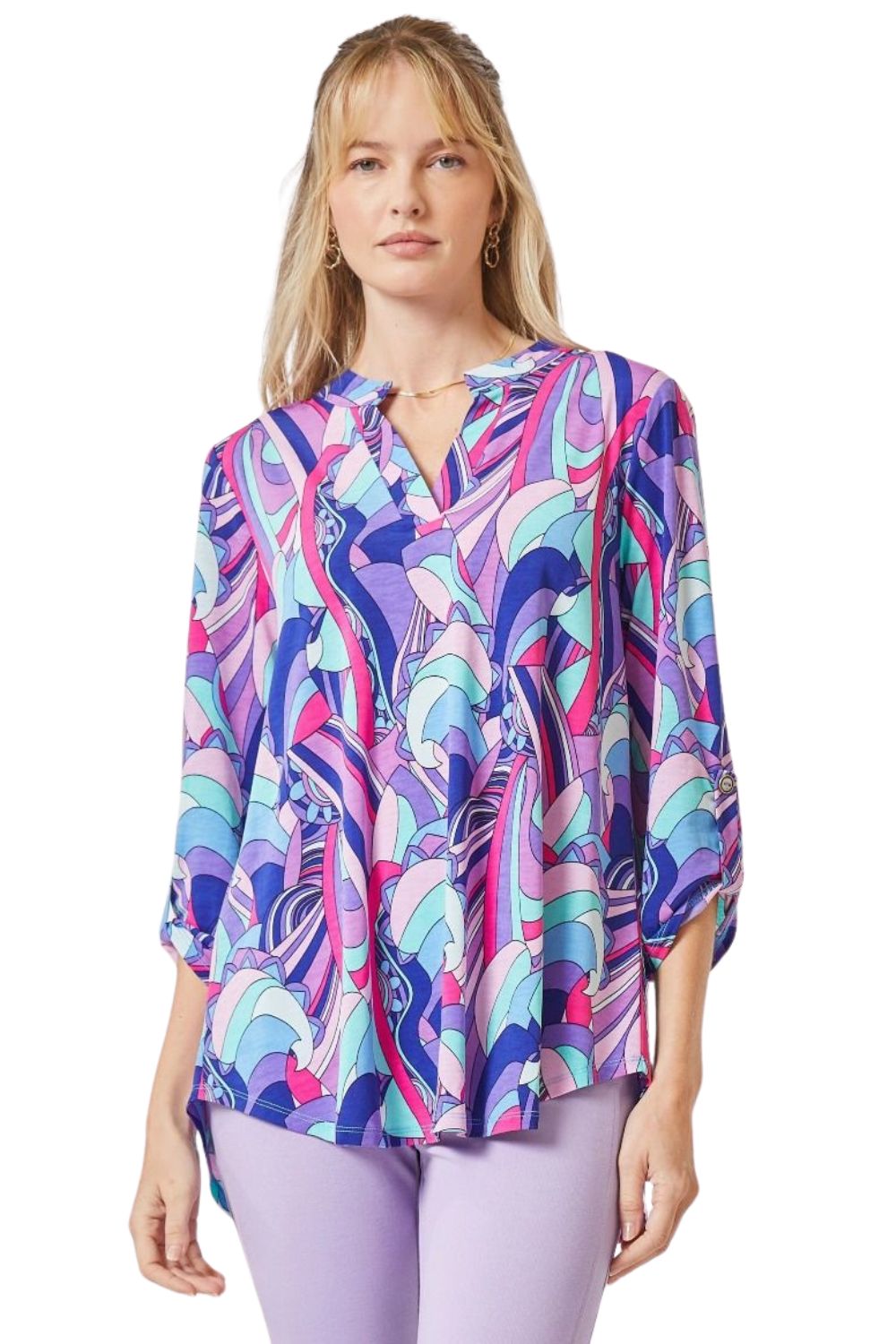 Dear Scarlett Womens Lizzy Relaxed Flowy High Low Blouse