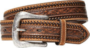 Ariat Mens Buck Stitching Floral Tooled Leather Belt