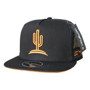 Lost Calf Mens Cactus Embroidered Flat Bill Adjustable Snapback Cap Hat, Gold