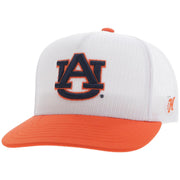 Hooey Mens Auburn University Logo Adjustable Snapback Cap Hat, White/Orange