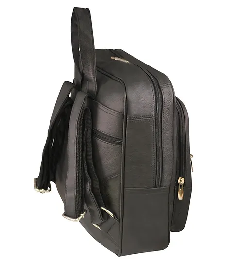 Roma Leathers Square Leather Backpack with Multiple Interior Pockets