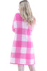 Womens Long Sleeve Plaid Coatigan With Front Pockets