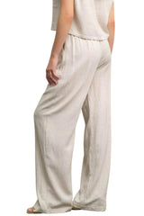 Blu Pepper Womens High Waist Wide Leg Pleated Linen Pants