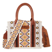 Wrangler Southwestern Print Small Canvas Tote Crossbody Purse -Coffee