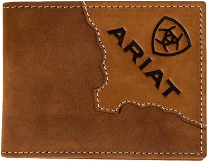 Ariat Mens Two Tone Leather Overlay Logo Bifold Wallet