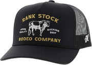 Hooey Mens Rank Stock Logo Adjustable Snapback Trucker Cap Hat, Black
