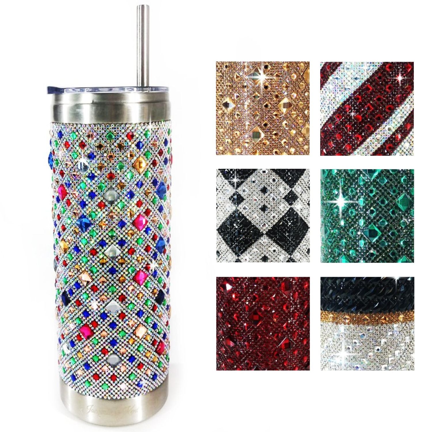 Jacqueline Kent Rhinestone 20oz Bling Tumbler with Clear Lid, Straw and Gift Bag