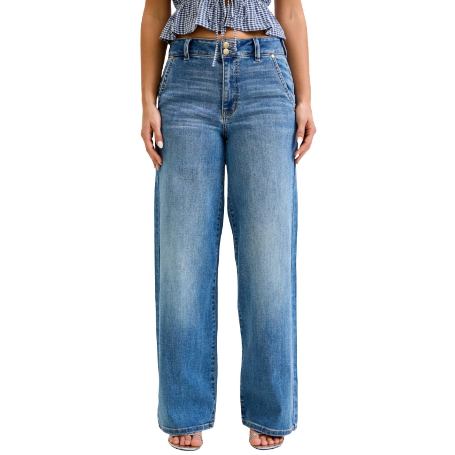 Judy Blue Womens High Waist Column with Trouser Styling Denim Jeans