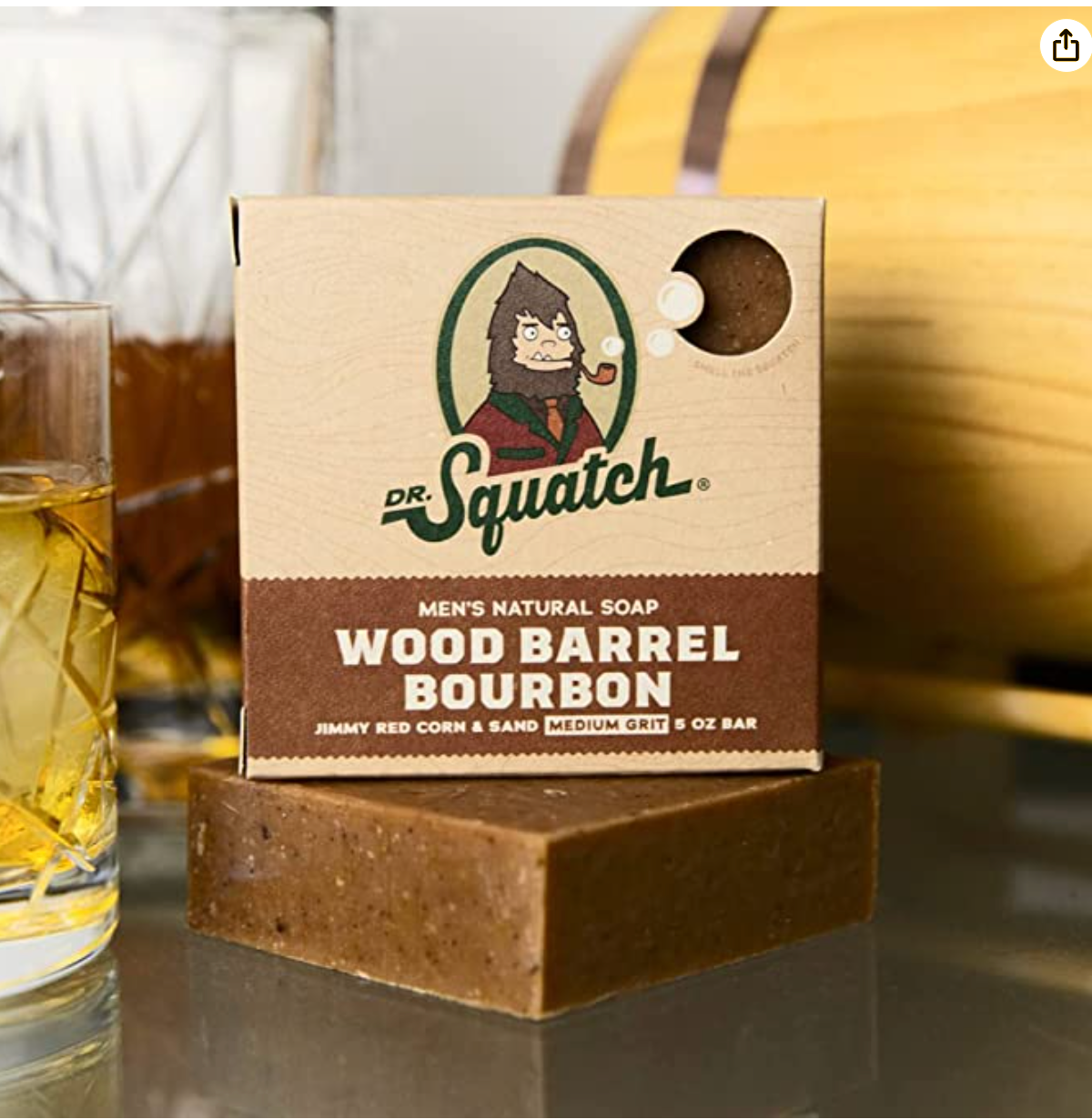 Dr. Squatch All Natural Bar Soap for Men with Medium Grit, Wood Barrel Bourbon