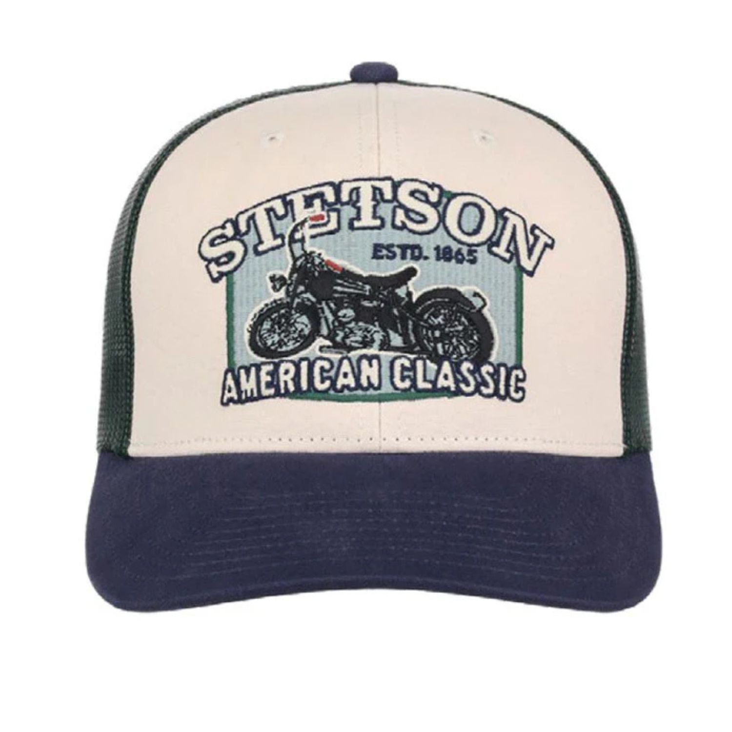 Stetson Mens Motorcycle Embroidered Logo Adjustable Snapback Trucker Cap Hat