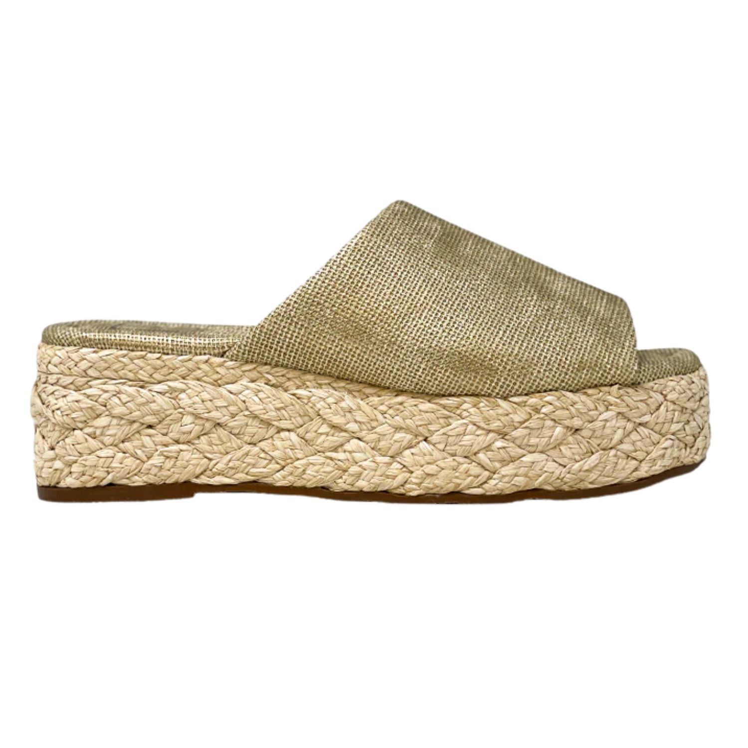 Shu Shop Womens Lizzie Espadrille Casual Wedge Sandals, Gold Woven