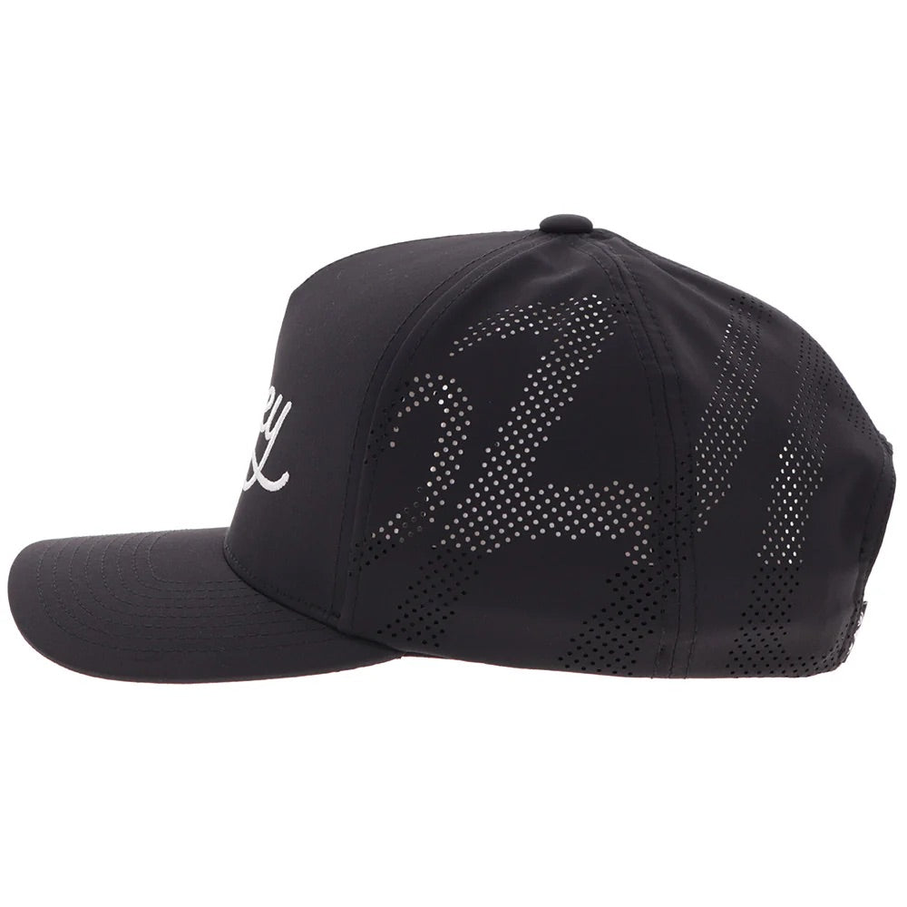 Hooey Mens OG Logo Adjustable Snapback Cap Hat- Black With White Stitching