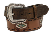Nocona Belt Co. Men's Brown Leather Diamond Southwestern Western Belt, 36