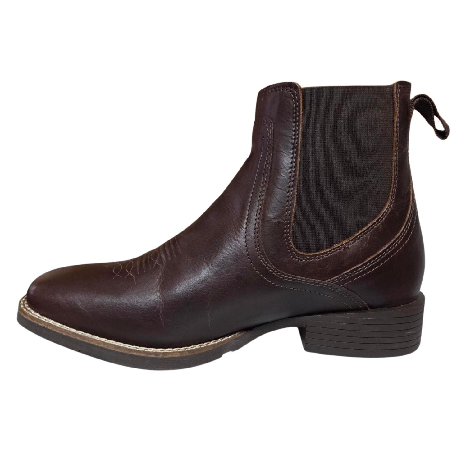 Roper Mens Wilder Sole Leather Slip On Chelsea Square Toe Shoes, Magnum Brown